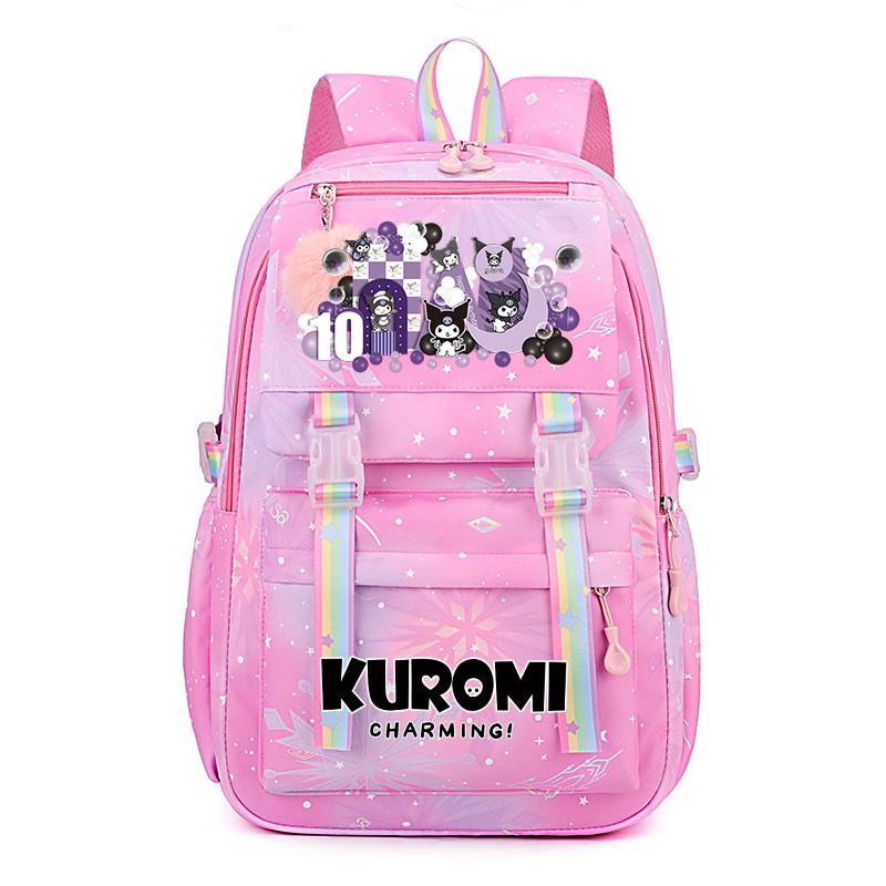 Kuromi School Backpack Girls Teens Lightweight Large Capacity 13-inch Laptop Compatible Nylon Daypack