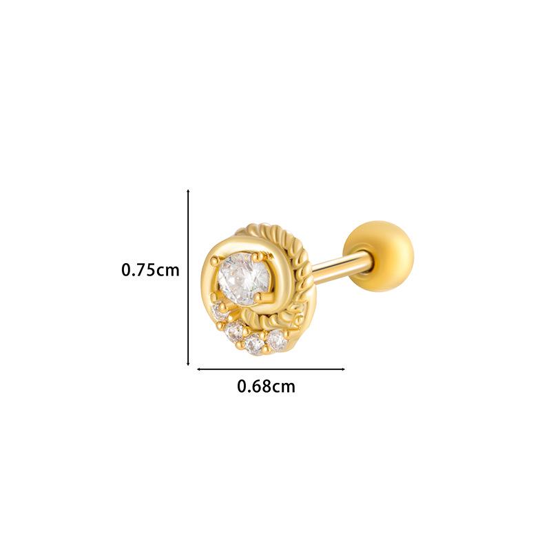 Хенсон Медь Цирконий Геометрические Серьги-цветы Нержавеющая сталь Пирсинг хряща Пусеты