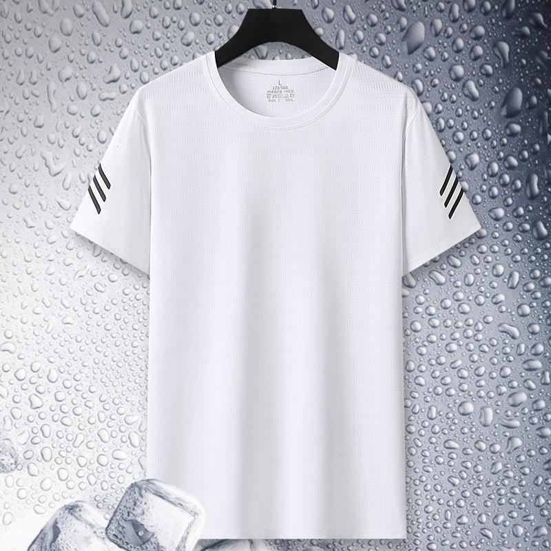 Летняя футболка из ледяного шелка с коротким рукавом, мужская эластичная быстросохнущая футболка с короткими рукавами, мужская верхняя одежда, мужская одежда
