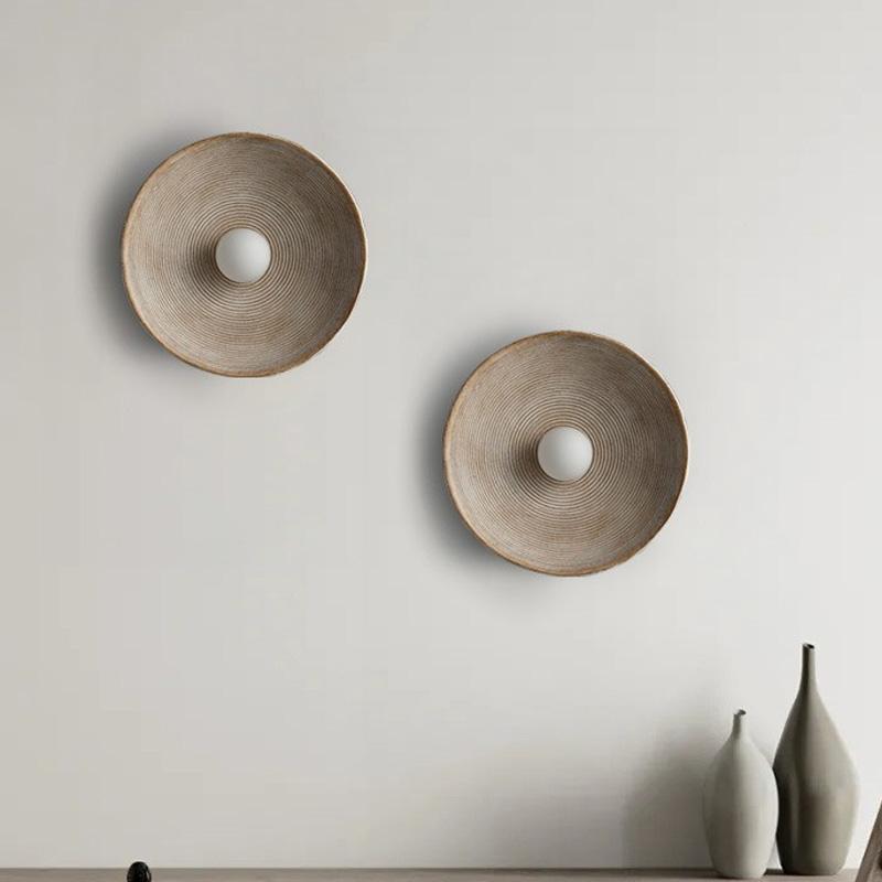 Фоновая стена в стиле ретро-ресторана, круглая прикроватная лампа в стиле дзен-чайной комнаты для проживания в семье