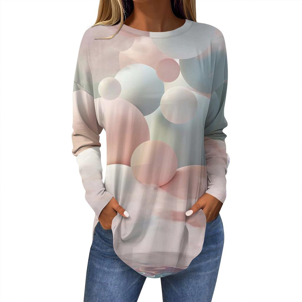 Ropa Mujer Tendencia 2024 Tops For Women Fashion Women'S Casual Long Sleeved Round Neck Printed Tops Ropa De Mujer Y2k