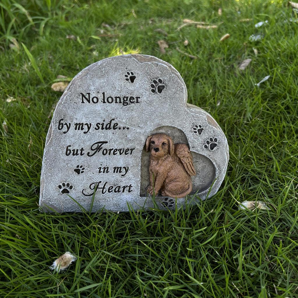Yousheng Dog Memorial Stone Смола Надгробие для щенков Садовый надгробный камень для домашних животных Открытый мемориальный камень Подарок для владельцев собак в память о потере питомца