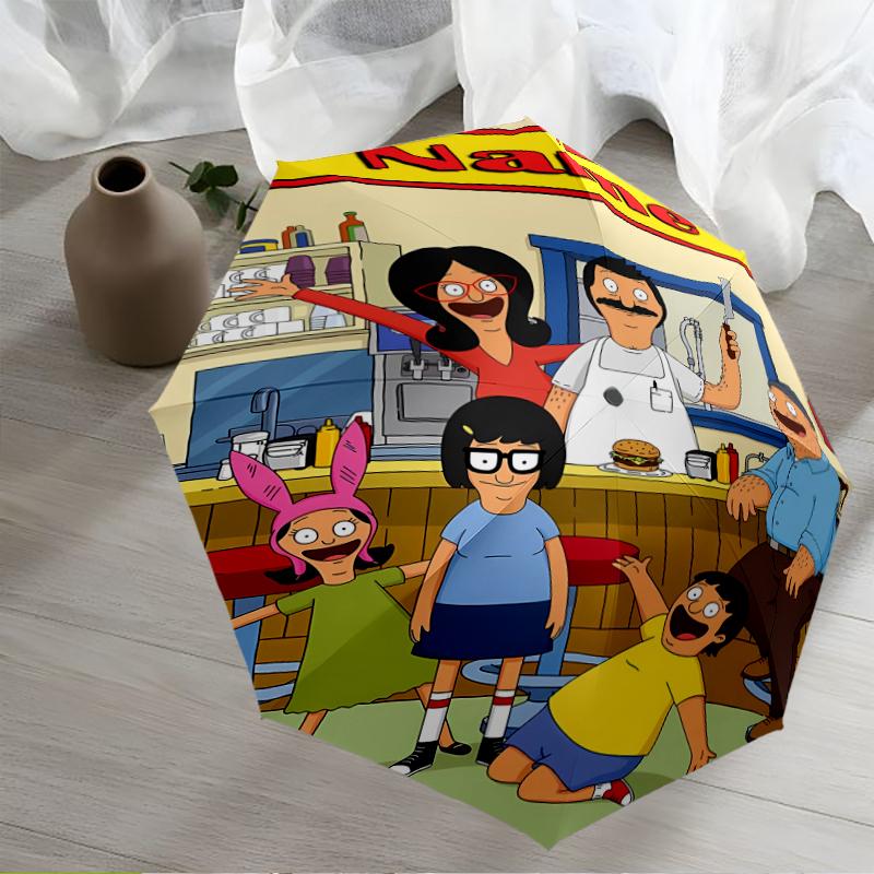 Custom Name Bob's Burgers Theme Automatic Umbrella, Lightweight & Portable, 8 Rib, Perfect for Outdoor Travel, Birthdays, Christmas, Gifts.