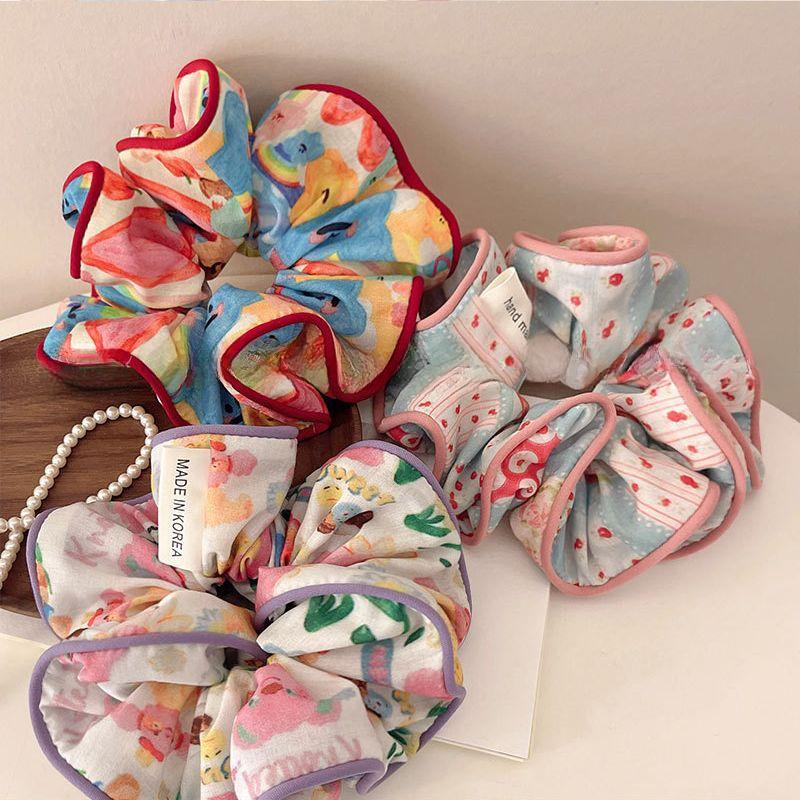 Korean New Cute Sweet Elastic Hair Bands Women Floral Print Hair Rope Barrettes Headwear Girls Hair Accessories