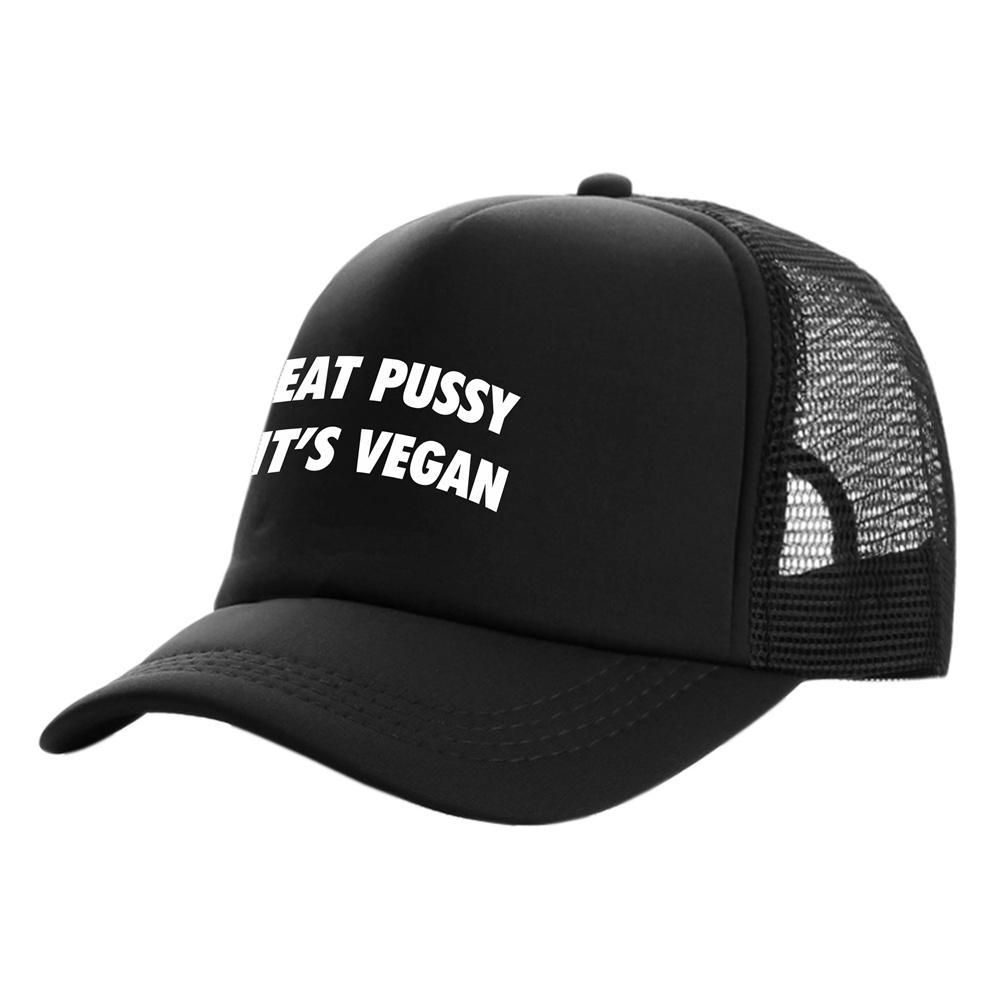 Кепки Eat Pussy It Vegan Trucker, унисекс, забавная шляпа, бейсболка, крутые летние унисекс, сетчатые кепки MZ-467