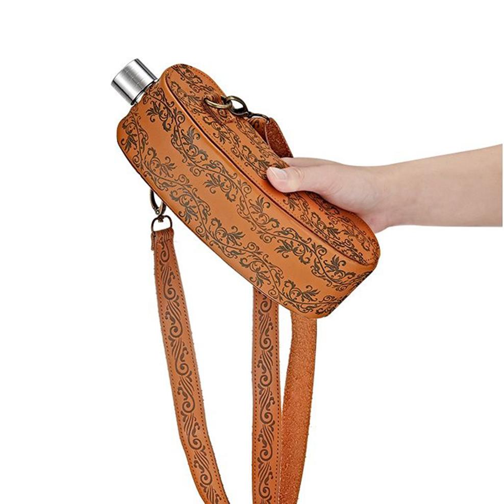 28 унций, русский маленький флягон, фляга из нержавеющей стали 304 с кожаным чехлом, Фляги для алкоголя, Портативная плоская бутылка для вина для улицы