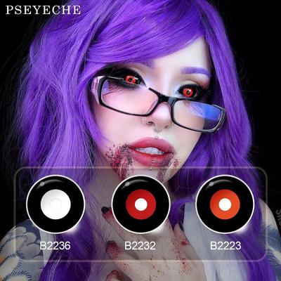 22 мм красные и черные контакты для склеры вампир Хэллоуин контактные линзы страшные косплей глазные контакты полный глаз