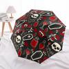 1pc Vampire Gothic Automatic Umbrella - 8-Rib Portable Folding Black Iron Frame for Outdoor, Beach, Travel, Beach Umbrella,104