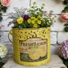 Industrial Bucket Farmhouse Style Tin Flowerpot Basket for