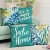 Plant Leaf Letter Cushion Cover Short Plush Printed Pattern Pillow Cover Home Decoration Sofa Decorative Cushion Cover