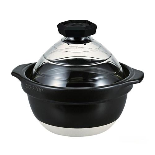 HARIO 2-3 cup rice pot with glass lid, visible inside, heat-resistant glass, ceramic, made in Japan GNR-200-B-W