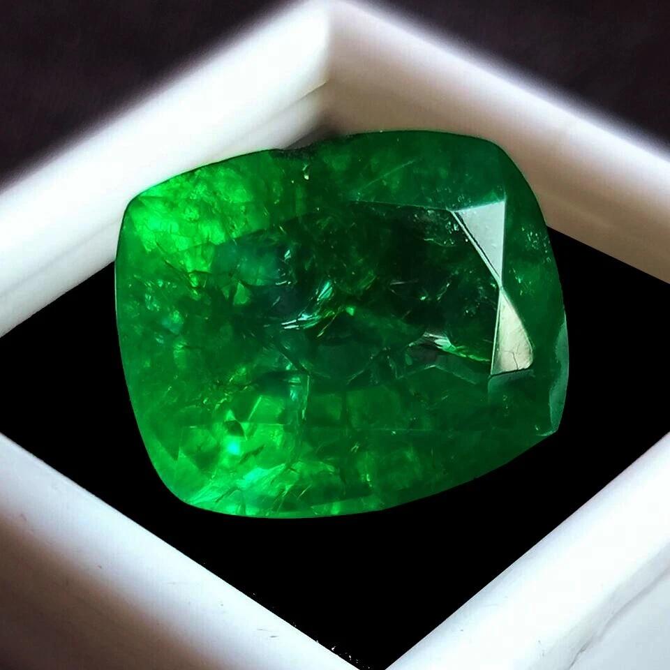12-14 Ct Natural Emerald A+ Colombian Green Cushion Cut Beautiful Gemstone