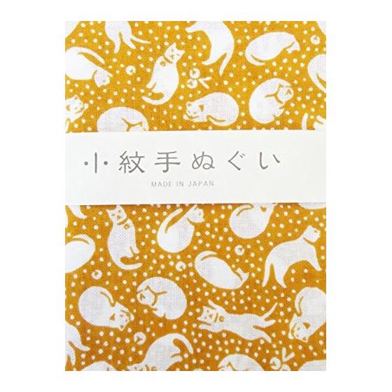 Тенугуи Miyamoto Komon - Кот-колокольчик, 33x90см. Японское полотенце для рук с мелким узором по всей поверхности. Универсален для повседневного использования, в качестве шейного