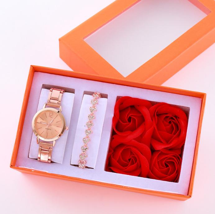 5Pcsset Gift Set Fashion Ladies Watch Women'S Watch Bracelet Watch Quartz Watch