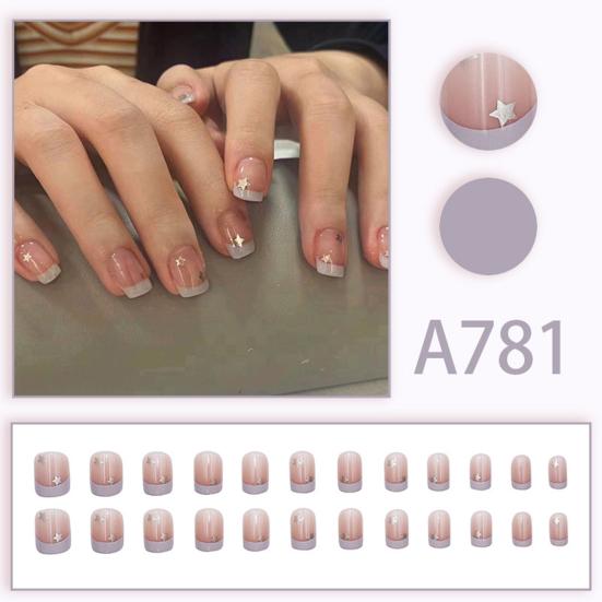 24/30 шт./комплект накладных ногтей с клеем, квадратные длинные накладные ногти, съемные, для домашнего салона, для женщин и девочек, полное покрытие, набор для накладных ногтей из пластика