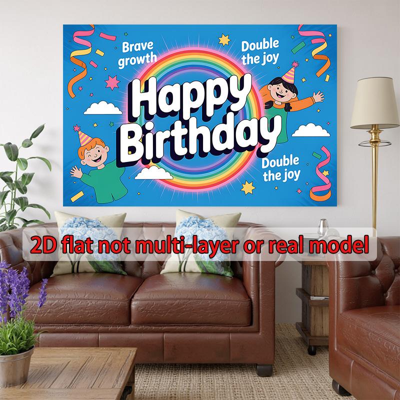 2D plane rainbow birthday celebration background fabric home decoration room decoration polyester fiber