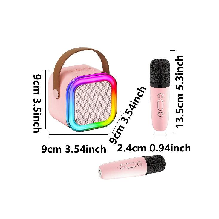 Karaoke Machine, Mini Karaoke Machine with Wireless Microphone, Portable Speaker with Voice Changer Effect and LED Light, Best Gift Toys for Boys and