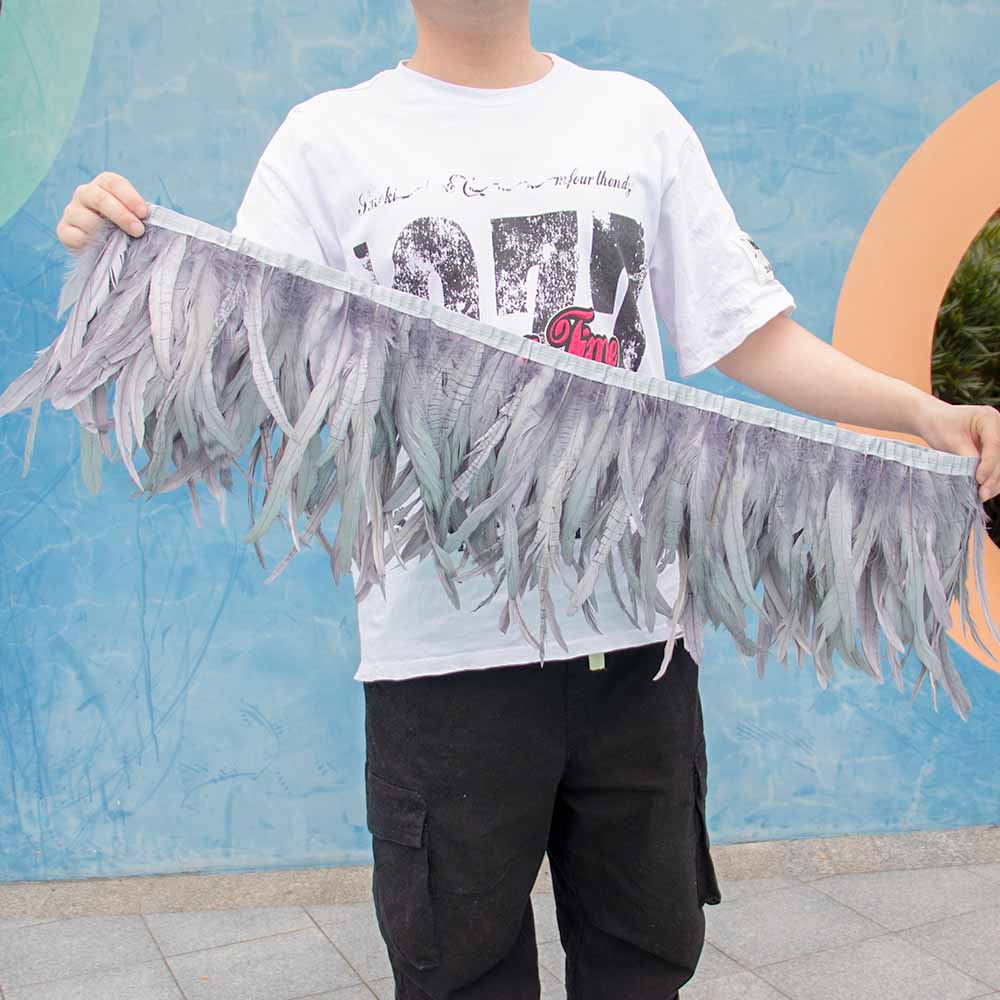 1 метр Натуральная красная петушиная хакл перьевая отделка бахрома 10-12 дюймов Свадебный карнавал украшение для вечеринки DIY одежда для шитья поделки