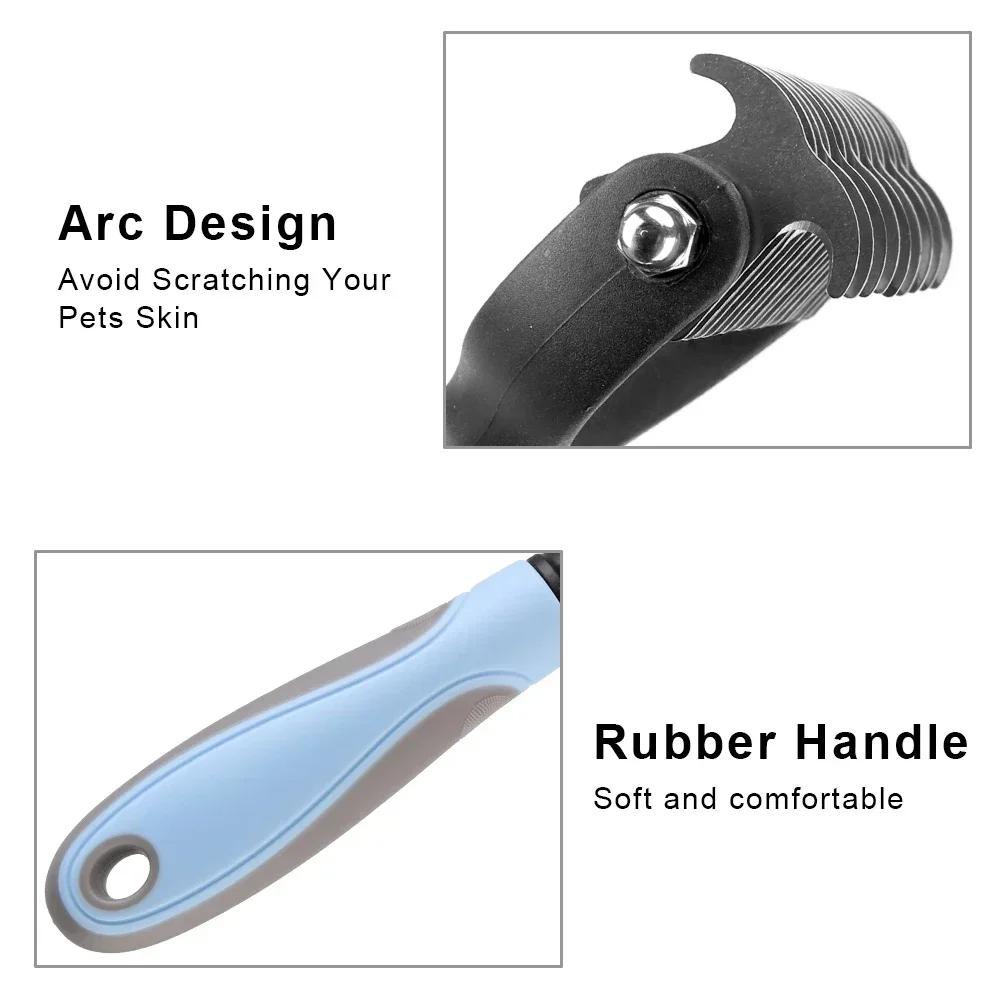 Щетка для удаления шерсти домашних животных, триммер для шерсти собак, инструмент для груминга домашних животных для спутанной длинной шерсти, вьющейся шерсти, щетка для линьки кошек