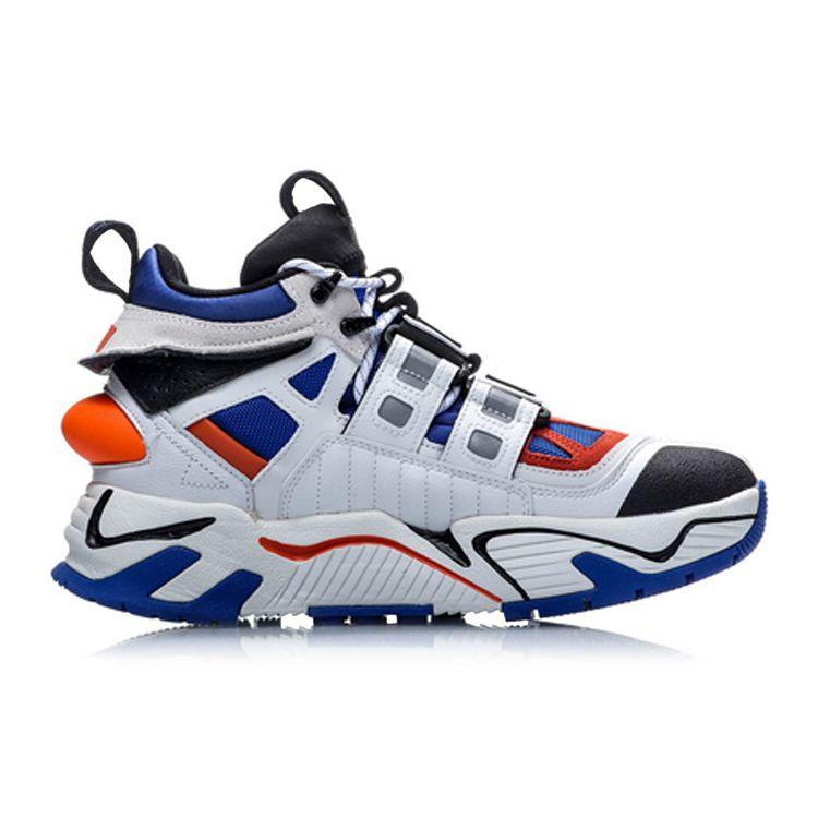 Баскетбольные кроссовки Li Ning New York Fashion Week Travel High-Top, мужские кроссовки, синие, белые, оранжевые, AGBP083-8