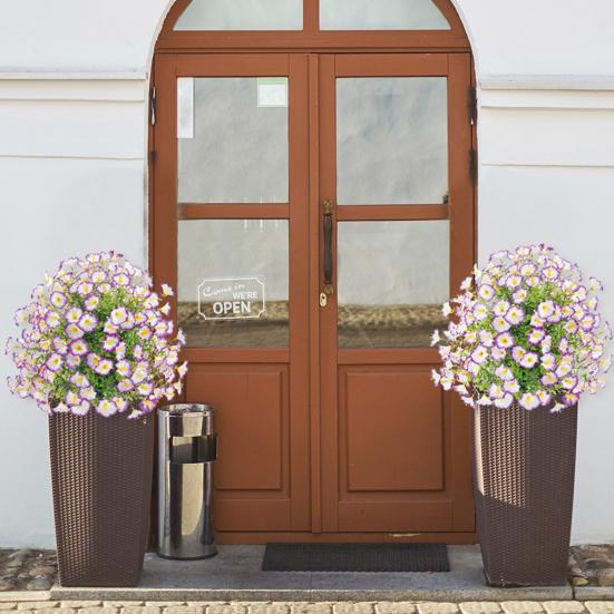 Faux Morning Glory Flowers Artificial Morning Glory Bush with Ground Spike Realistic Fake Greenery Shrubs for Farmhouse Porch Patio Decoration