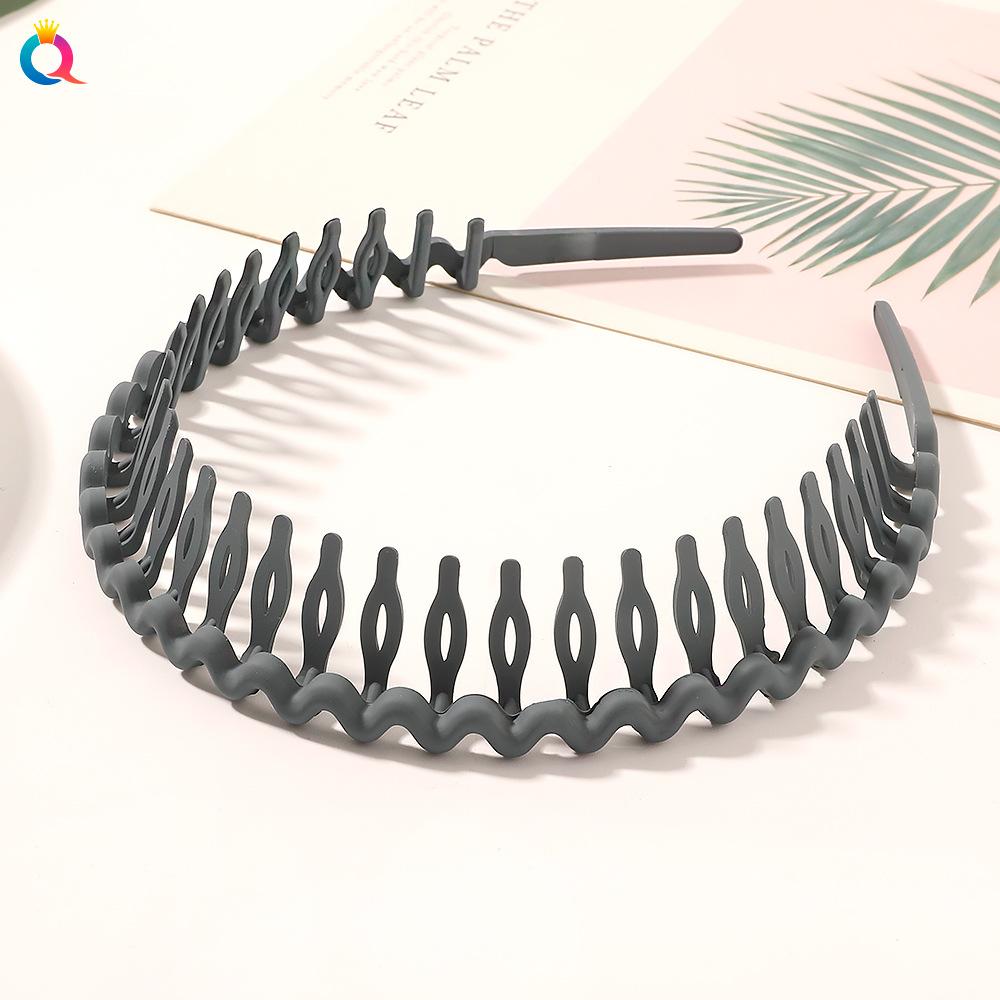 Нескользящая зубчатая повязка на голову с нажимом на волосы, челка, сломанная повязка на голову, простая черная коричневая повязка на голову для женщин