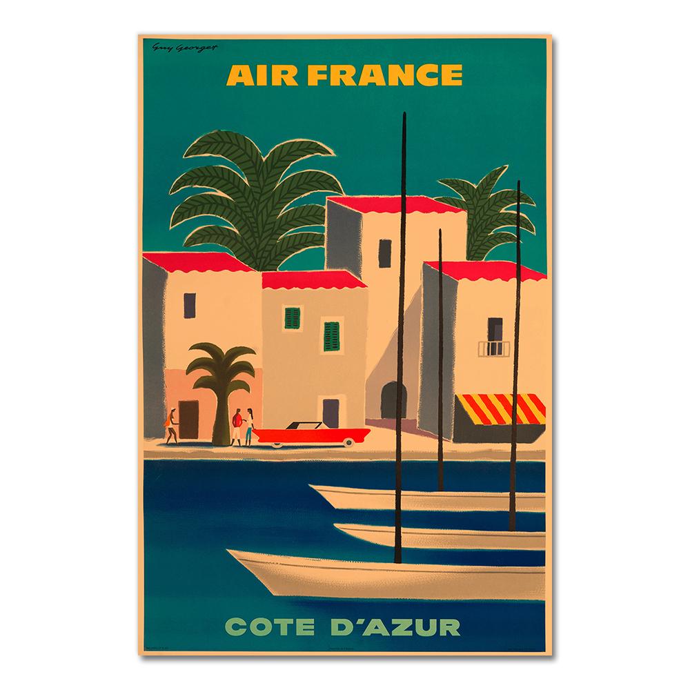 Vintage Wall Pictures Kraft Poster Coated Wall Sticker Home Decoration Gift Travel To Europe Japan by Air France Canvas Painting