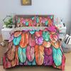 Colorful Feathers Pattern Cozy Bedding Set Single Twin Double Queen King Cal King Size Bed Linen Set