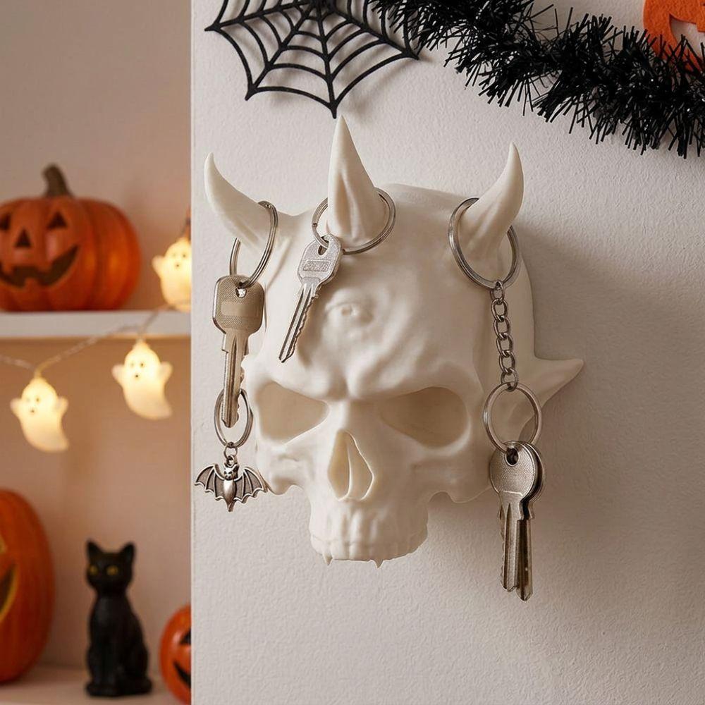 3D Printed Halloween Skull Wall Hook Dark Style Gothic Storage Hook Skull Wall Ornament Bedroom