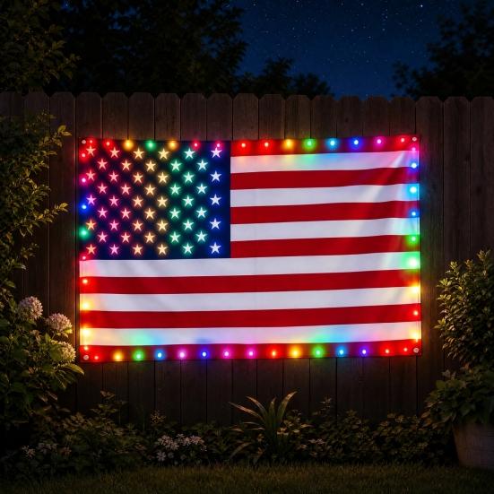 Светодиодный флаг США, 3x5 футов, погодостойкий уличный патриотический флаг с разноцветными светодиодами для украшения на 4 июля, День поминовения, День ветеранов
