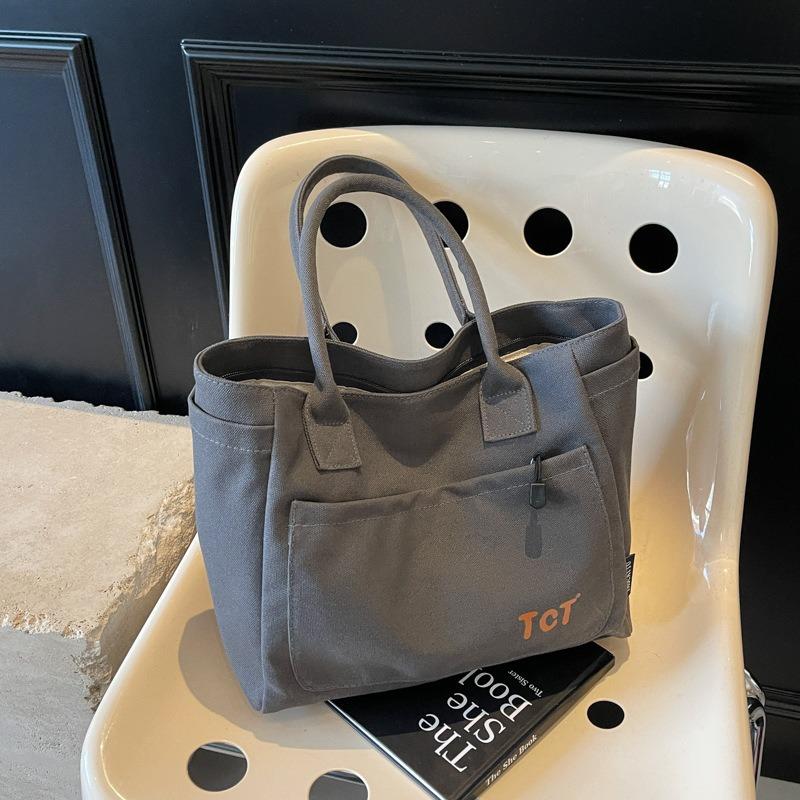 Women's Bag New Shoulder Bag Women's Bag Simple and Fashionable Large Capacity Trend Portable Solid Color Canvas