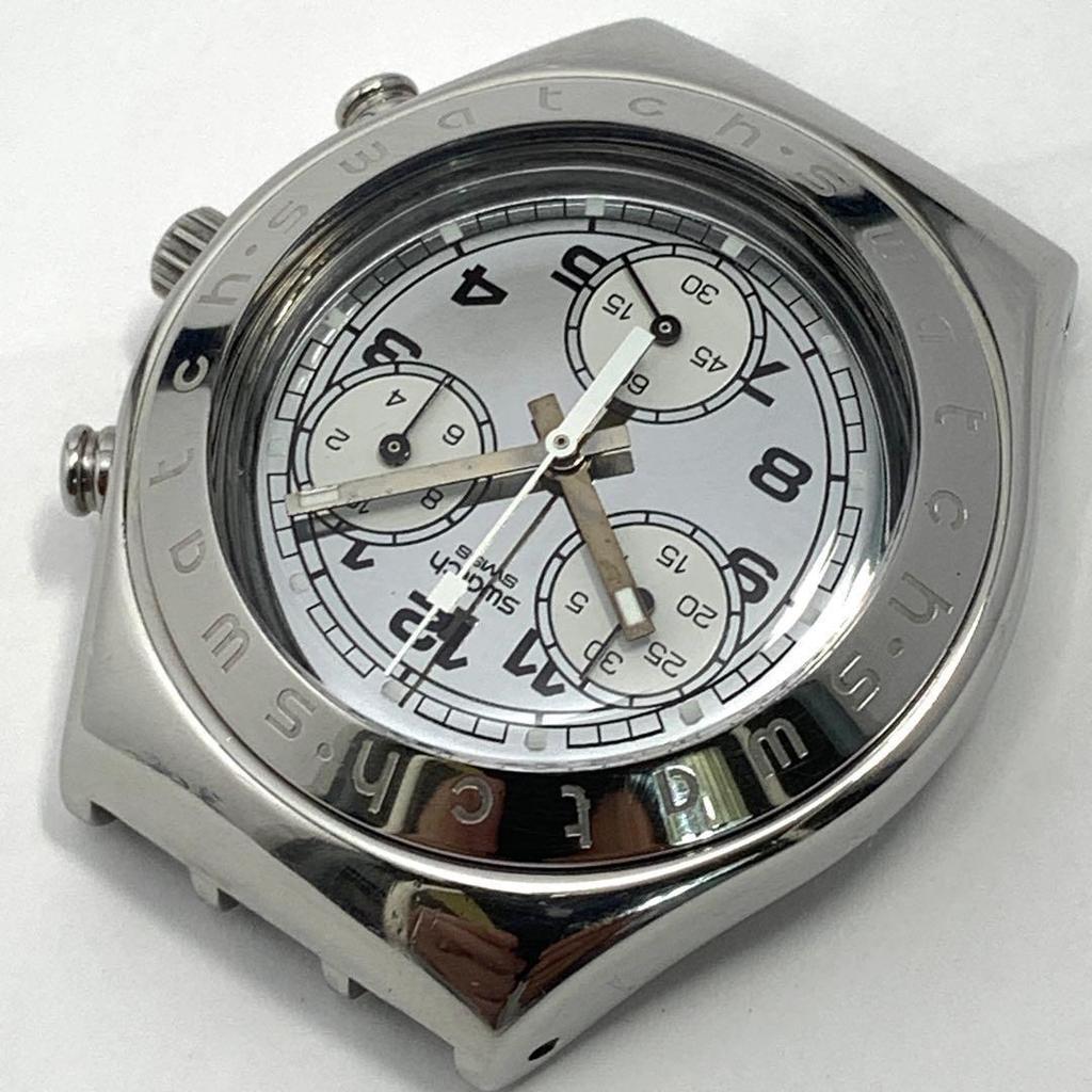 Б/У 381 [Батарея заменена и очищен] Рабочий item Мужские часы Swatch Только циферблат IRONY SWISS MADE Хронограф Кварцевые Популярные