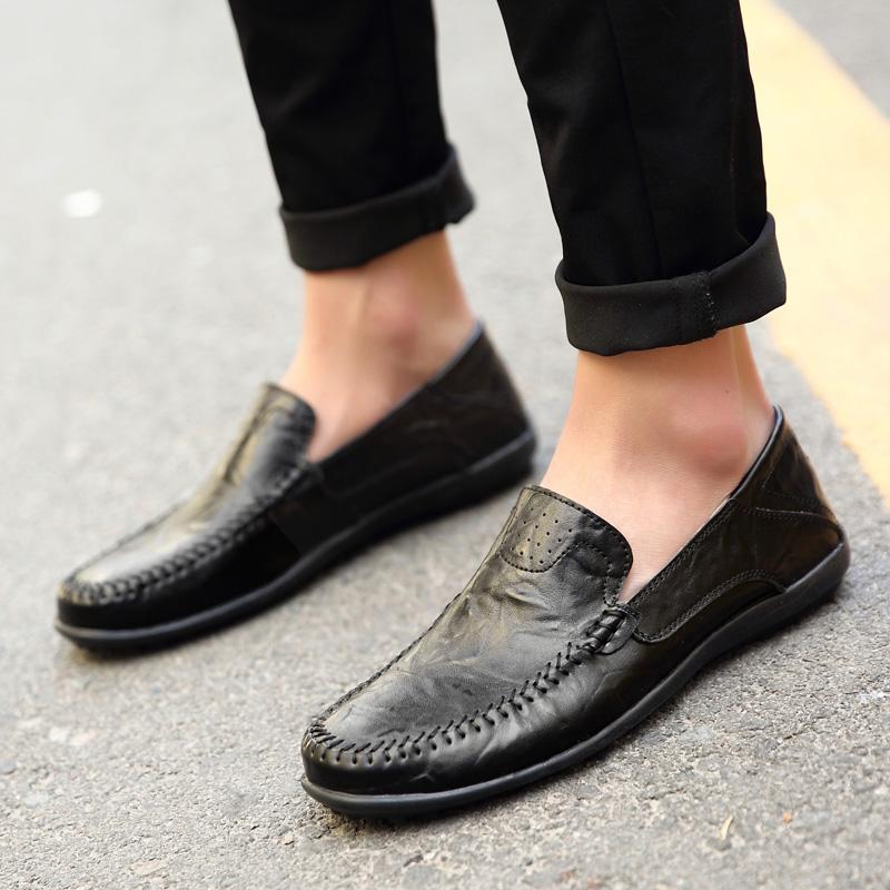 Casual Leather Shoes Men's Soft Bottom Non-slip Loafer Lazy Shoes Driving Shoes Middle-aged and Elderly Dad Shoes