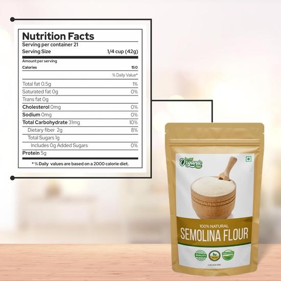 Organic Zing Semolina | Pure | Rava Powder | Rich in Iron, Magnesium and Vitamin B | Product of India - 454 gm (16 oz)