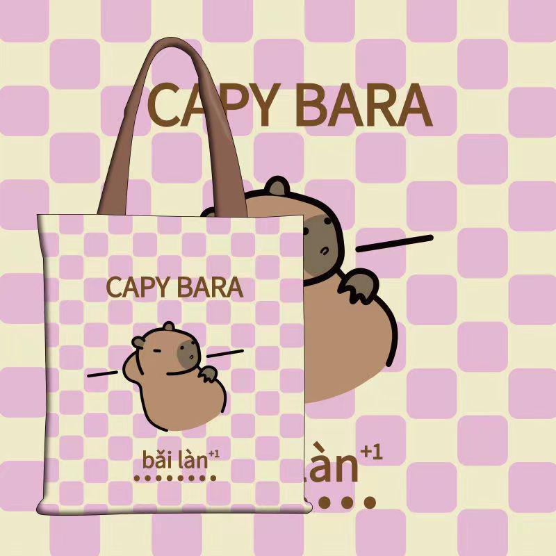 Capybara Cute Canvas Bag - Large Capacity School and Student Tote