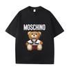 D06-116 MINISO 2026 Лето Стиль Moschino Плюшевый Мишка Мужчины Женщины 100% Хлопок Футболка Повседневная С коротким рукавом Круглый вырез Верх
