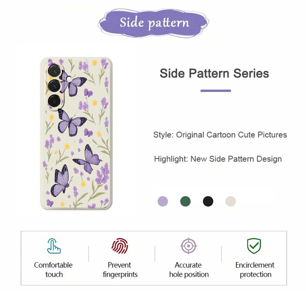 For Samsung Galaxy A36 5G Case Purple Butterflies Pattern Printing Straight Edge TPU Phone Back Cover