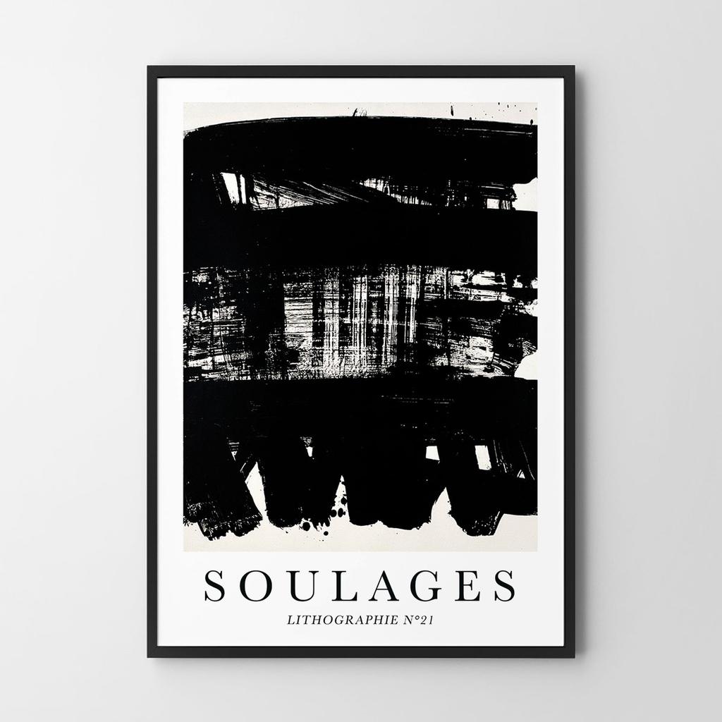 Poster Abstraction Black and White Soulages