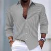 Мужская повседневная рубашка с длинными рукавами и полосатым лацканом
