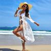 Tunics for Beach Long Lace Beach Dress Women Swim Cover Up Plus Size Saida De Praia Robe De Plage Kaftan Beach Cover Up Q516