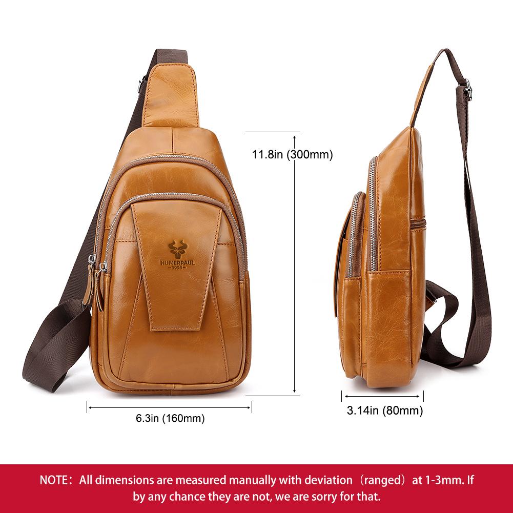 Humerpaul Мужская нагрудная сумка из натуральной кожи, большая вместительная сумка для мобильного телефона, сумка-мессенджер