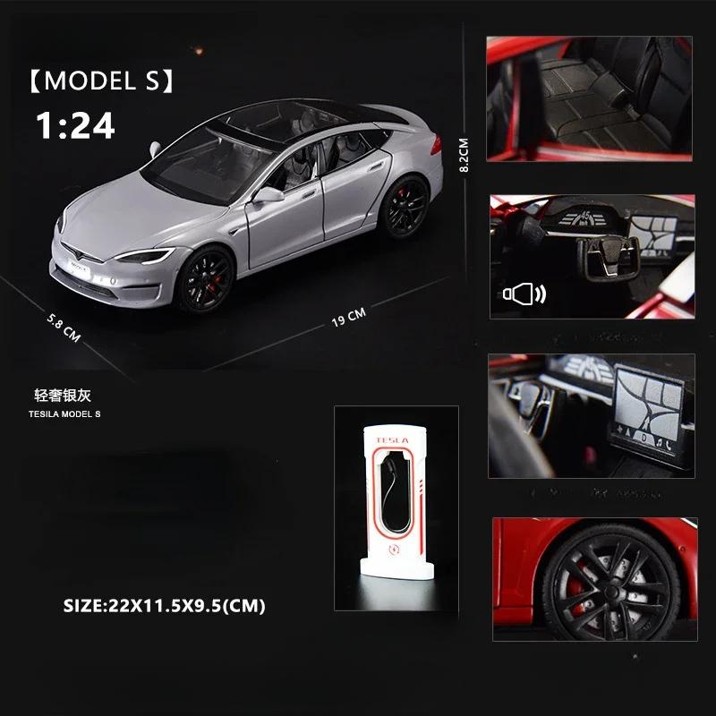1:24 Миниатюры Tesla Model S Симуляция Сплав Металл Литье под Давлением Модель Автомобиля Звук и Свет Автомобиль Игрушки для Детей Подарки для Парня C270