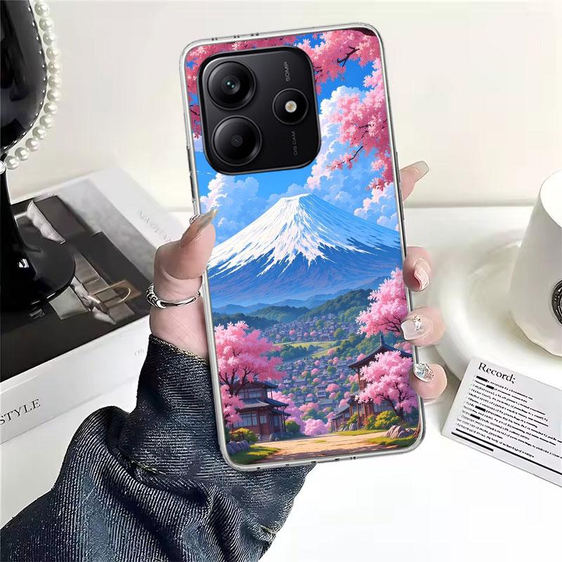 Японская вишня Гора Фудзи Мягкий чехол для телефона для Xiaomi Redmi Note 15 14 14S 13 12 Pro Plus 12S 11 11S 11E 10 10S 11T 5G Fundas Co