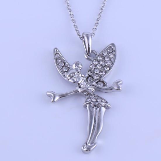Ожерелье с подвеской в виде крыла девушки-ангела, блестящие стразы, инкрустированные подвеской, не выцветающие, яркие