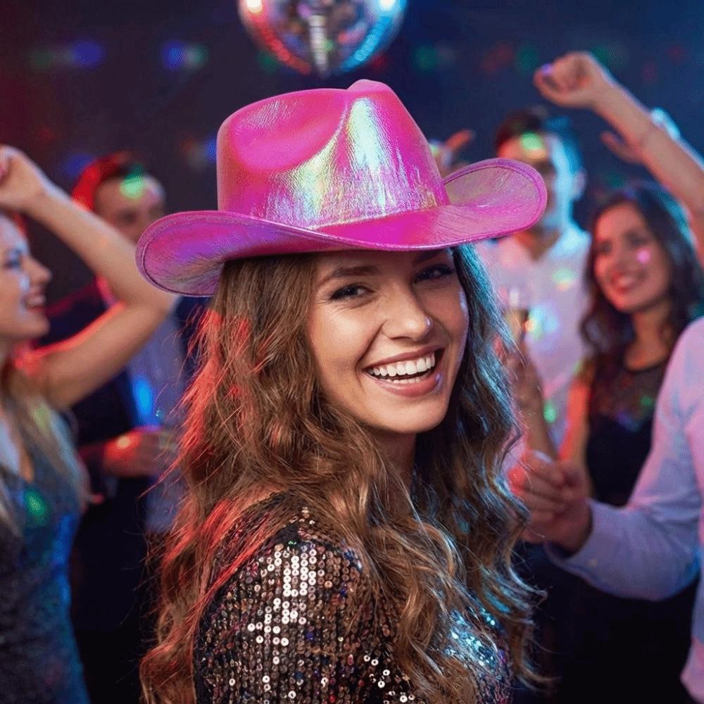 Pearlescent Shine Neon Western Hat Glamorous Western Cowboy Hat Glitter Cowgirl Hat  Holiday Event