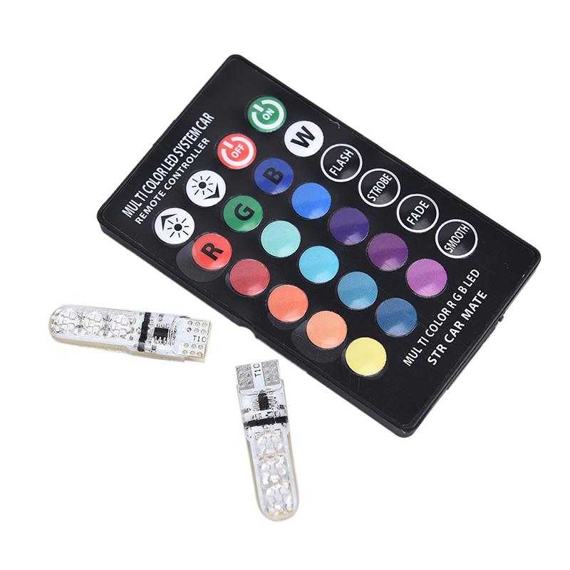 2шт T10 5050 W5W 6 Smd пульт дистанционного управления Rgb светодиодный автомобильный купольный светильник для чтения, лампа накаливания