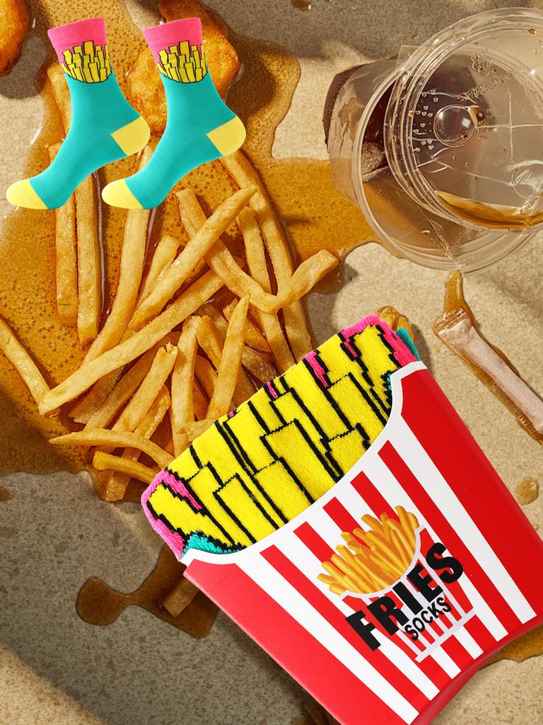 1 пара унисекс носков до середины икры с оригинальным дизайном картофеля фри, уникальный и интересный праздничный подарок. Подходит для Пасхи