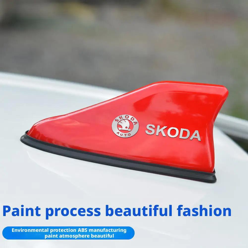 XOWS7 For Skoda Octavia Kodiaq Fabia Rapid 3 Karoq Superb VRS Universal Car Logo Roof Shark Shape Fin Antenna Radio Signal Aerial