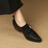 Модные туфли-лодочки с пряжкой для зрелых женщин 2025 Новые швы Натуральная кожа Острый носок Толстый каблук Обувь Женская Весна Лето Офисные Дамские Платье