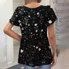 Women's Loose Casual Print V-Neck Short Sleeved T-Shirt Top Short Sleeved T-Shirt Top